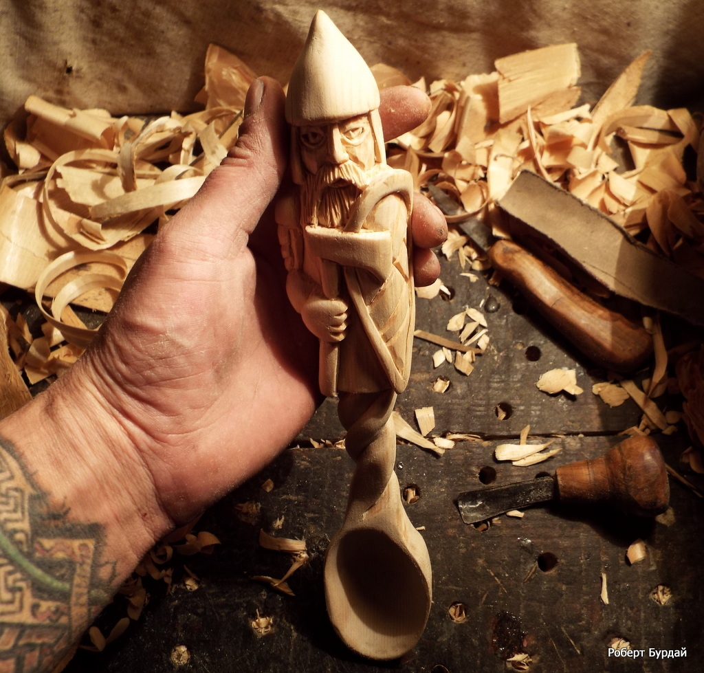 I scooped out a spoon like this - My, Wood carving, A spoon, Wooden spoon, With your own hands