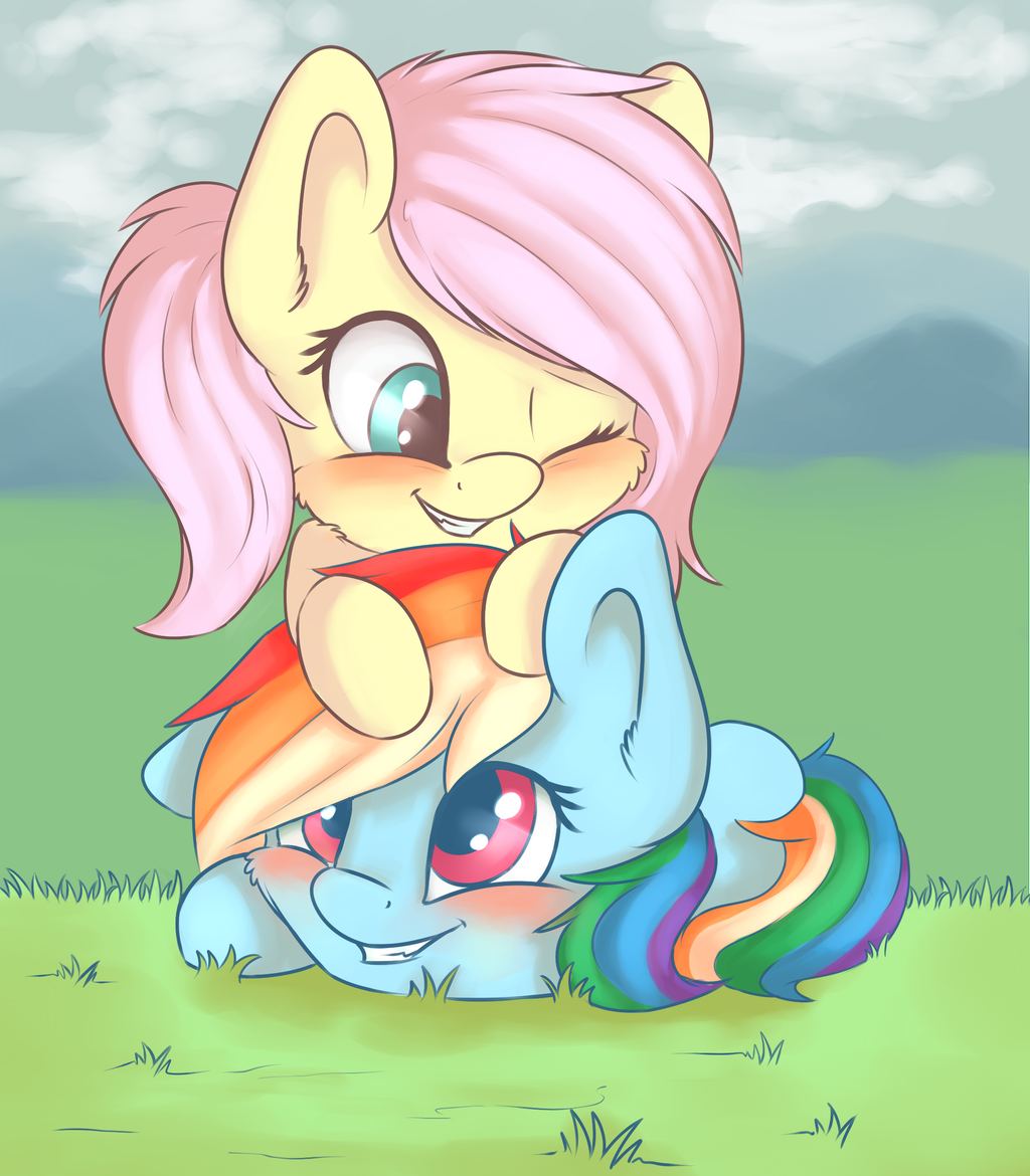 Hugs - My little pony, Fluttershy, Rainbow dash, , Dbleki