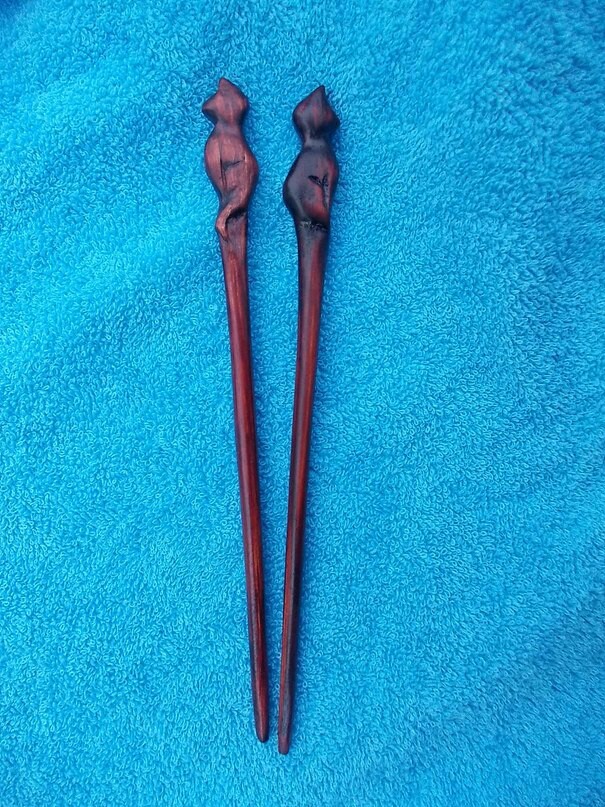 Wooden hairpins - My, Longpost, Woodworking, Amber