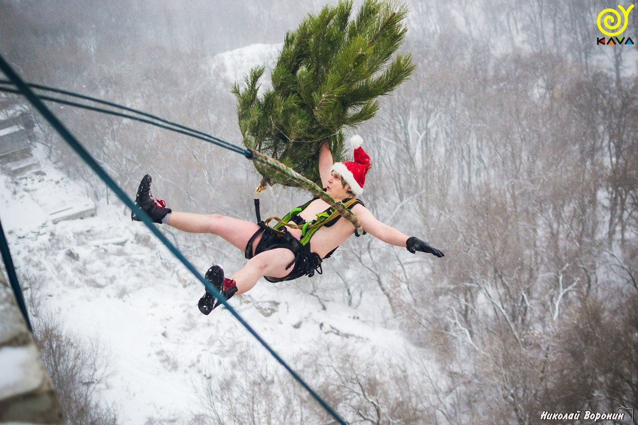 I don't know why I'm doing this, but I've been doing it for 5 years!) - My, Why, Christmas trees, Extreme, Rope jumping, Fun, Traditions, 2017, New Year, Longpost