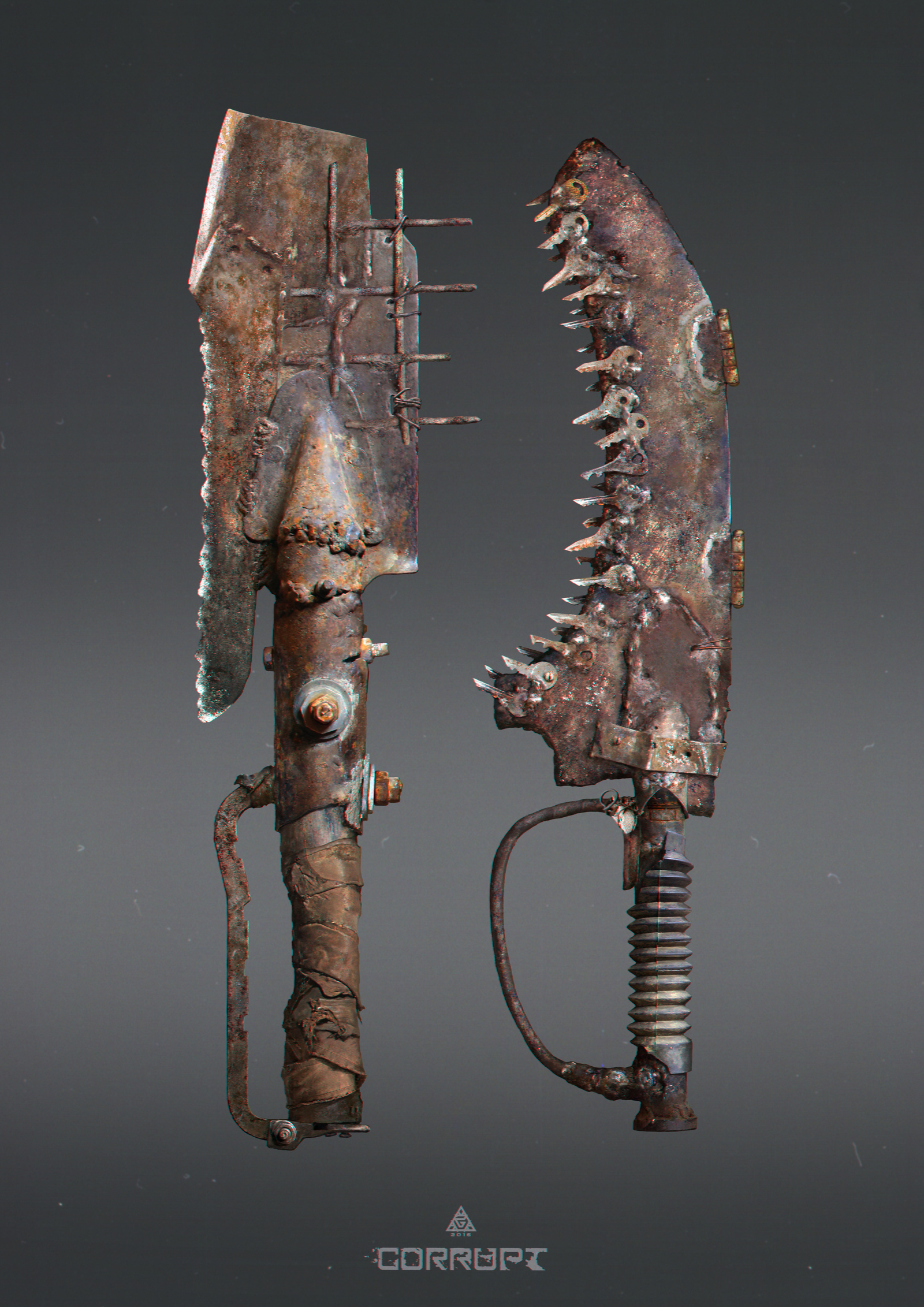 Post-apocalyptic weapons - My, My, Art, Games, Longpost, Weapon, Drawing, Concept, Post apocalypse