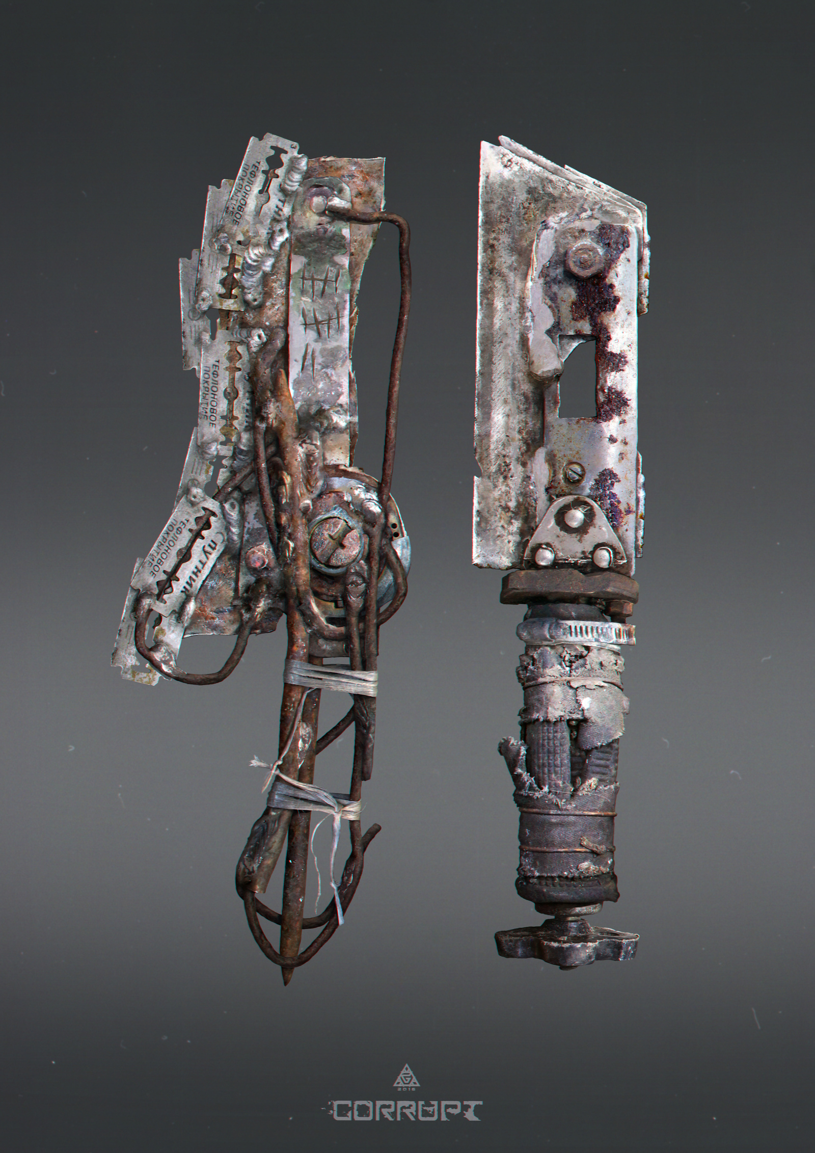 Post-apocalyptic weapons - My, My, Art, Games, Longpost, Weapon, Drawing, Concept, Post apocalypse