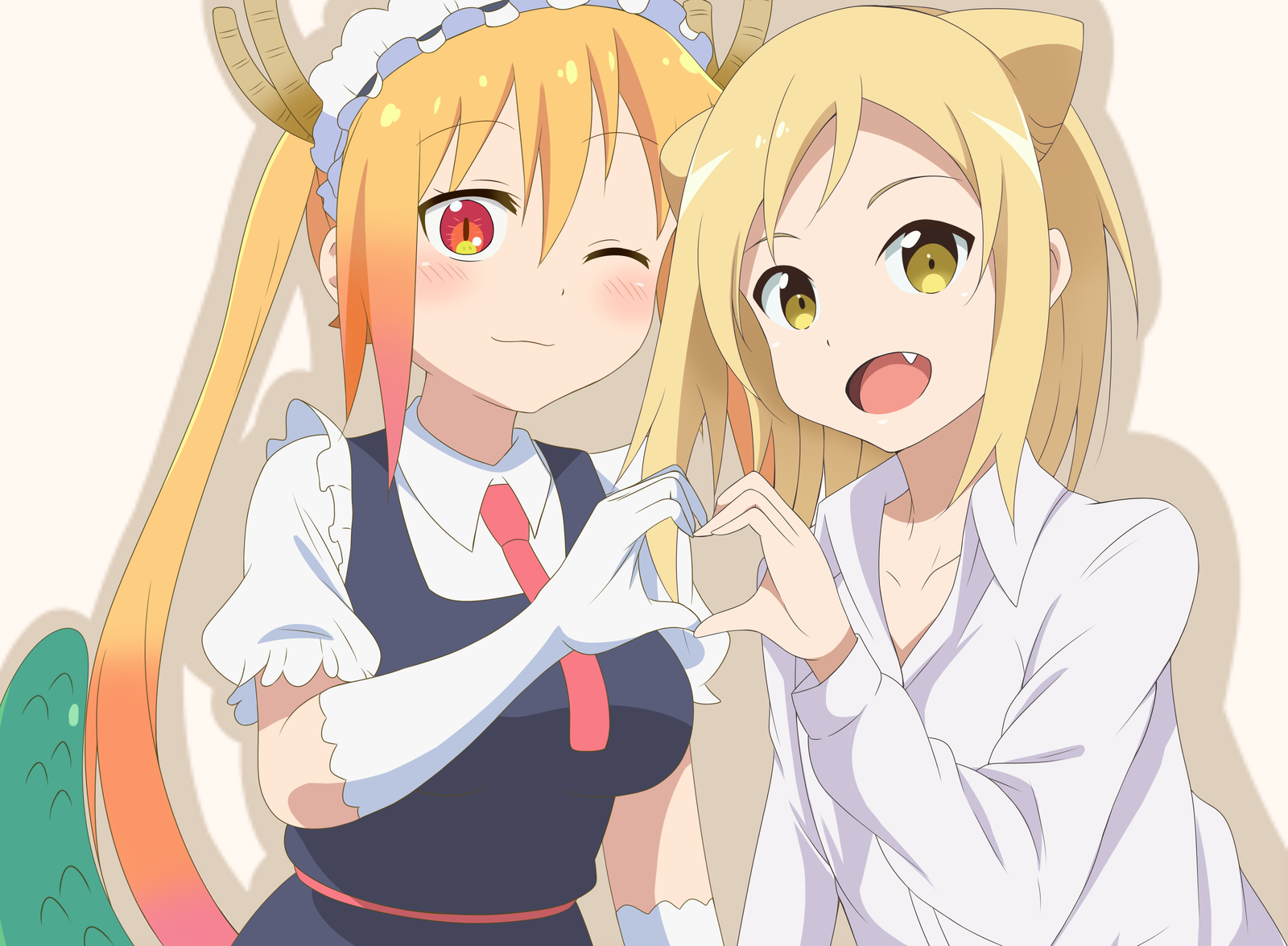 Anime Art - Аниме, Anime Art, Kobayashi-San chi no maidragon, Demi-Chan wa kataritai, Takanashi hikari, Tooru, Crossover, Hikari Takanashi