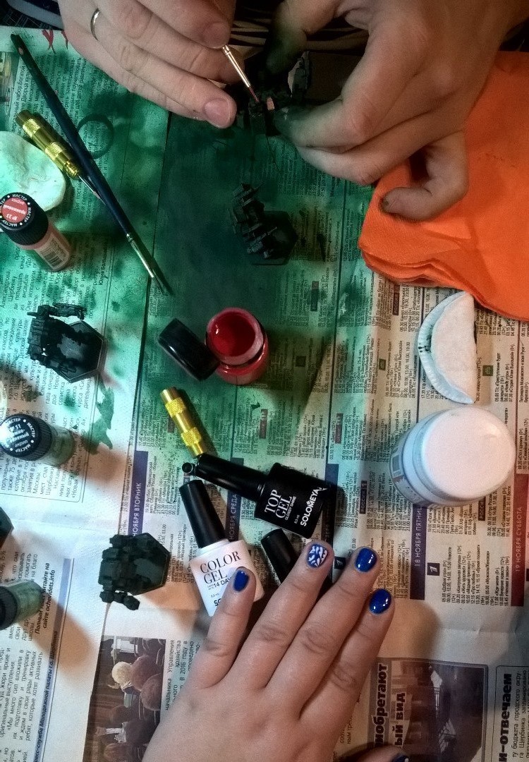 Night painting - My, Manicure, Battletech, Painting, Modeling, Shellac, Acrylic, Photo