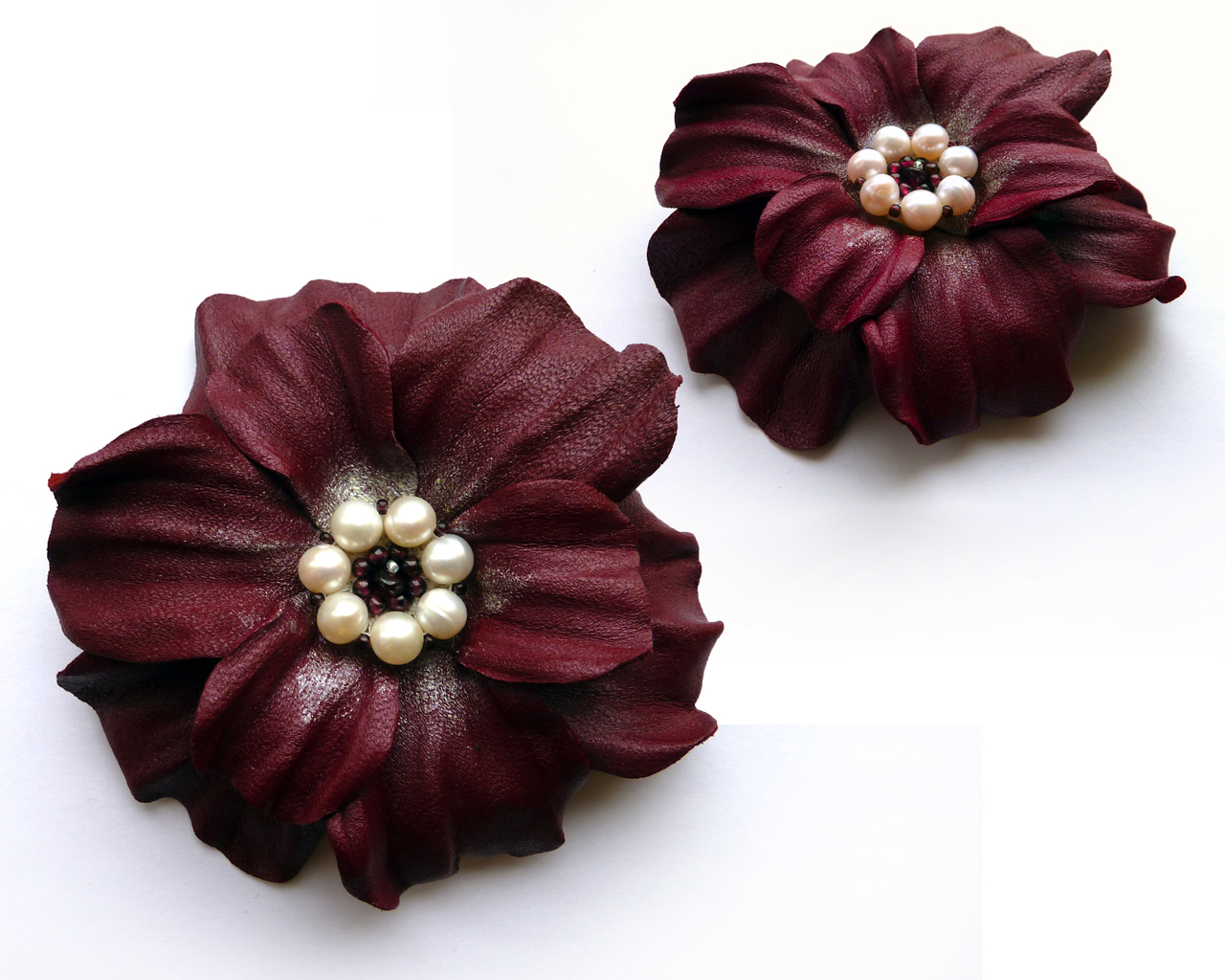 Leather flowers - my ancient works - My, Leather, Flowers, Bijouterie, Handmade, Longpost