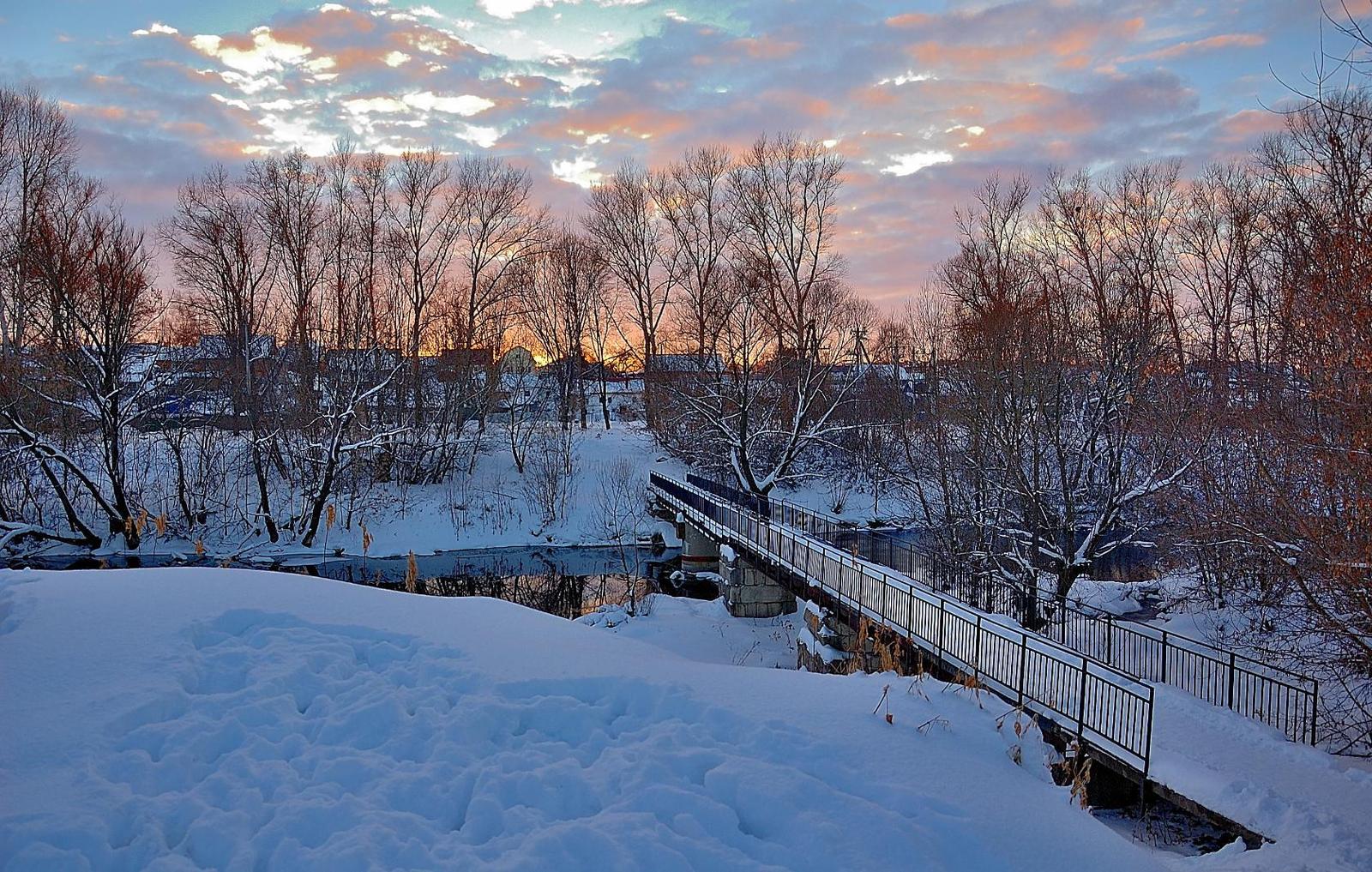 Where did winter come from... - Not mine, Photo, Winter, Sunset, Longpost