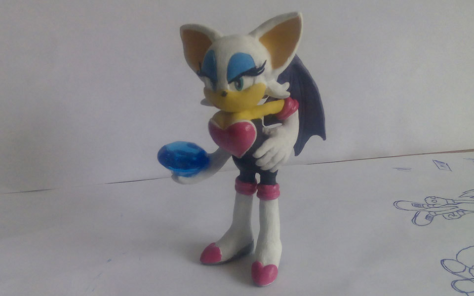 Treasure Huntress - My, Polymer clay, With your own hands, Rouge the bat, , Sonic the hedgehog, Longpost