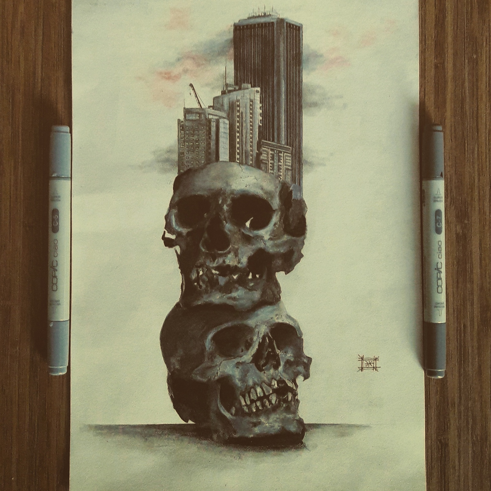 Well, I don't know what to say.. - My, Scull, In contact with, Drawing, Creation, Pencil drawing, Painting, Art, Longpost