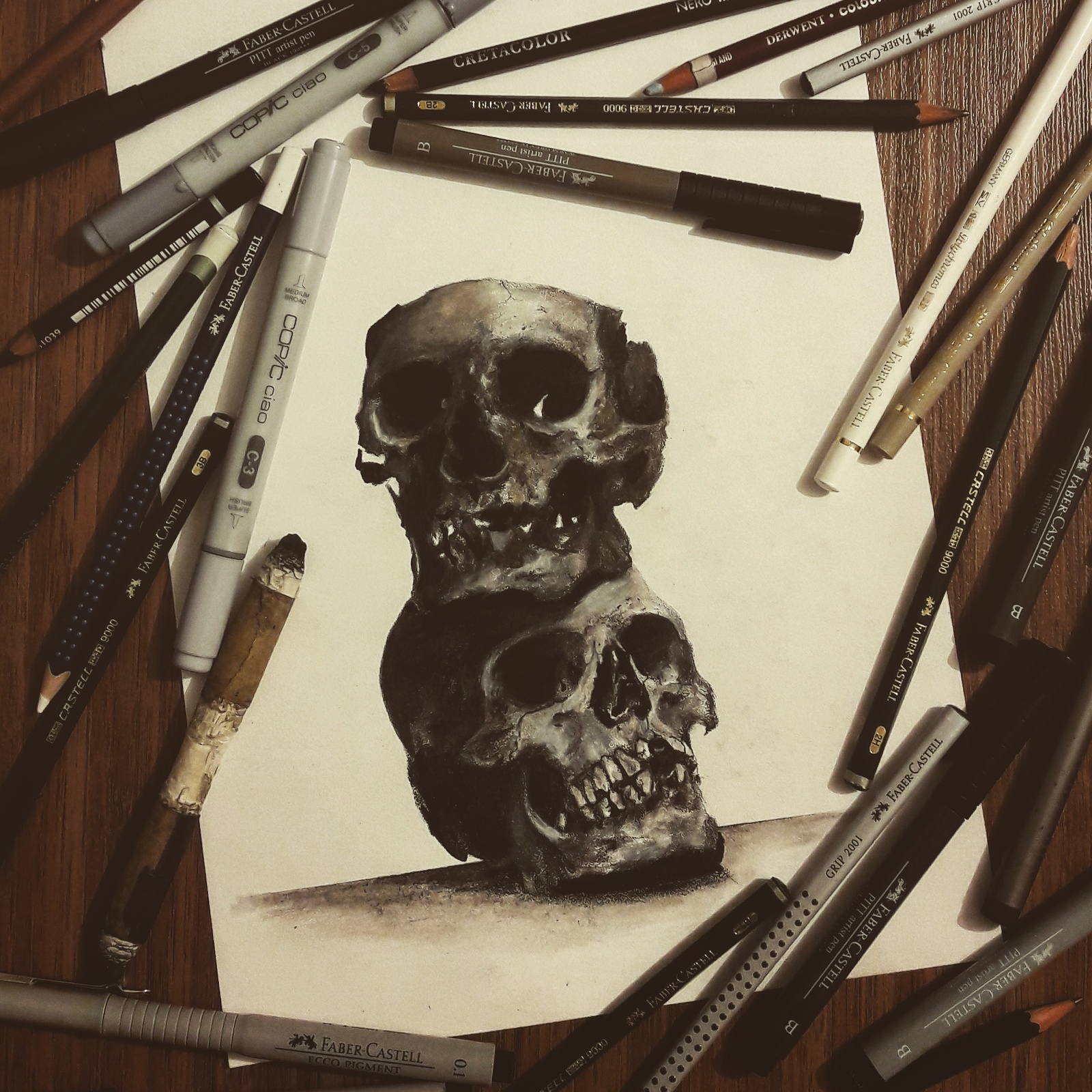 Well, I don't know what to say.. - My, Scull, In contact with, Drawing, Creation, Pencil drawing, Painting, Art, Longpost