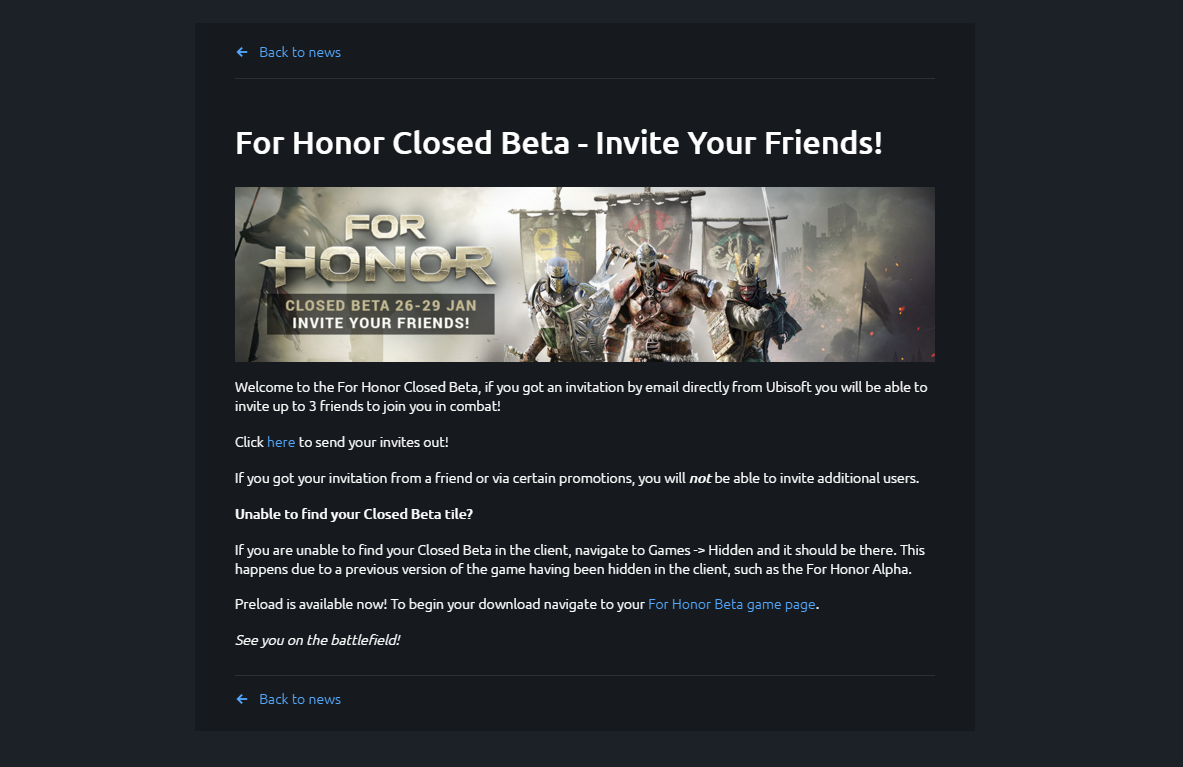 2 ключа на збт For Honor - Uplay, 2 ключа на ЗБТ, ЗБТ, For Honor, Халява