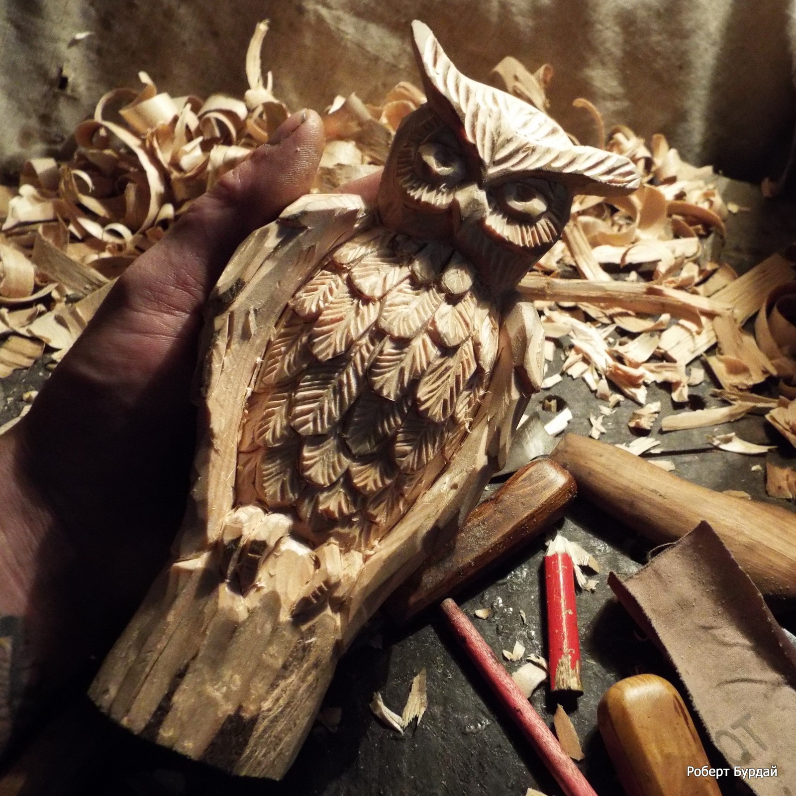 How to quickly carve a wooden owl. Step by step photo of the process - My, Wood carving, Owl, Owl, Sculpture, Longpost