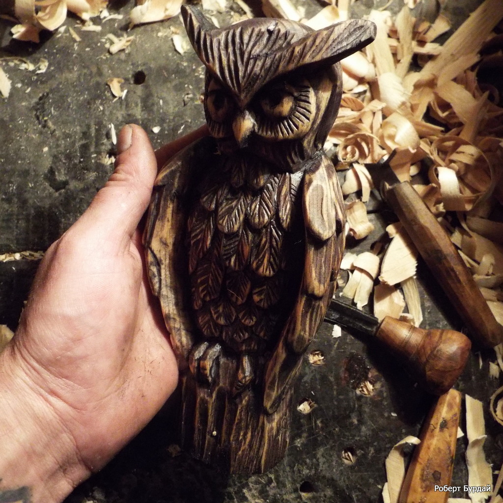 How to quickly carve a wooden owl. Step by step photo of the process - My, Wood carving, Owl, Owl, Sculpture, Longpost