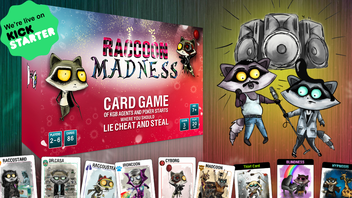 RACCOON MADNESS GAME - live on KICKSTARTER - Моё, Настольные игры, Настолочки, Карточная игра, Kickstarter, Boardgame, Хобби