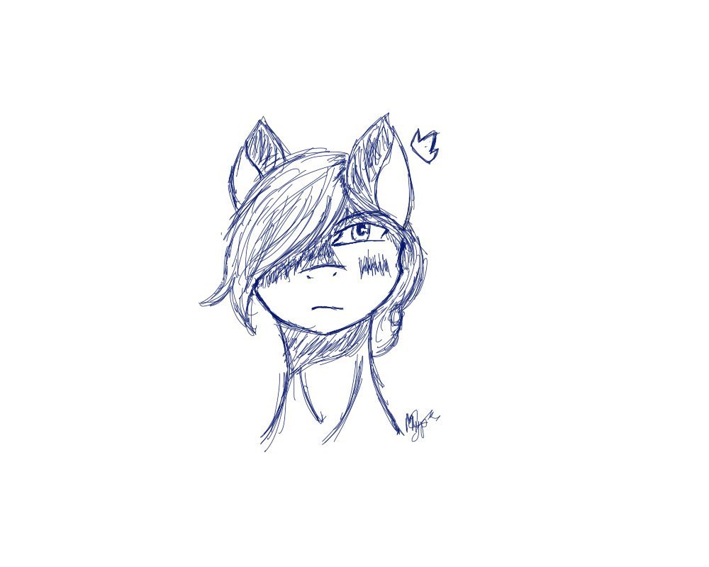 Tired of drawing the second eye and covered it with bangs. - My, Original character, My little pony