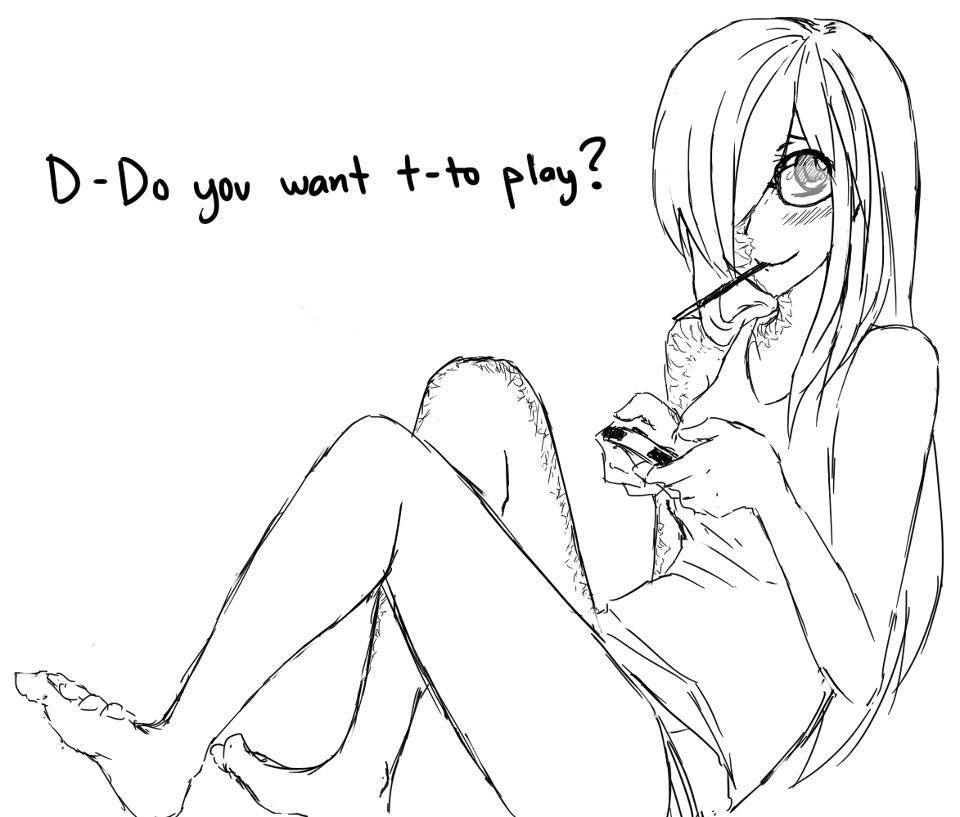 playful - Not mine, Drawing, Sketch, Anime, Anime art, Hanako ikezawa, Katawa shoujo, Visual novel