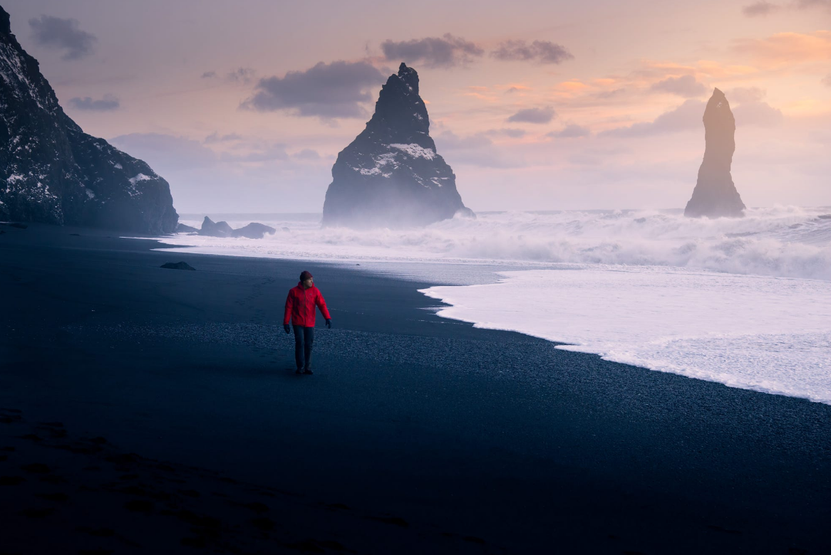 Reynisfjara black beach in Iceland - The photo, Landscape, Beach, , Iceland, Coast, Sand