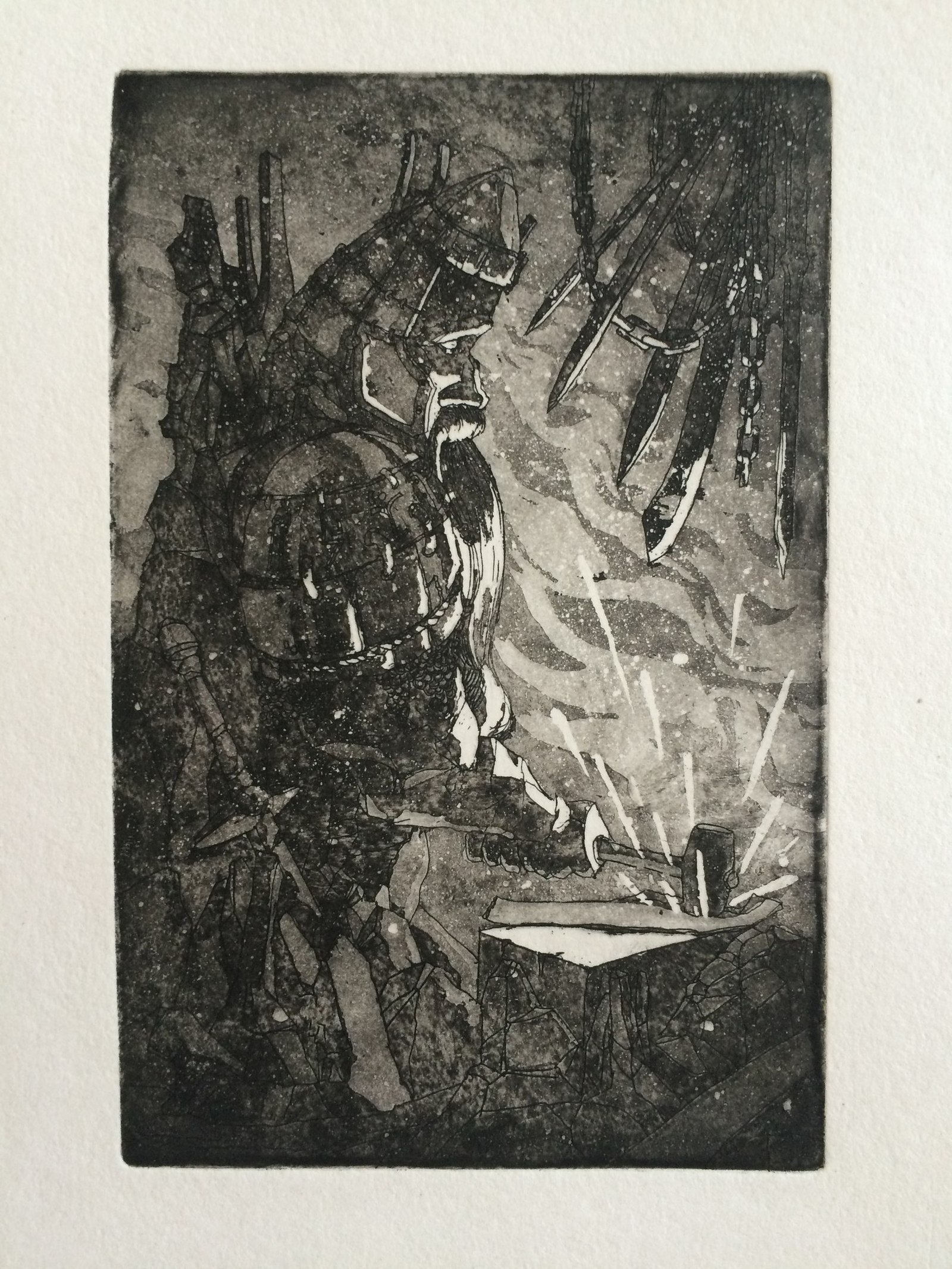 Etching. Stone Smith - My, Etching, Graphics, Artist, Art, Aquatint, Blacksmith, Myths