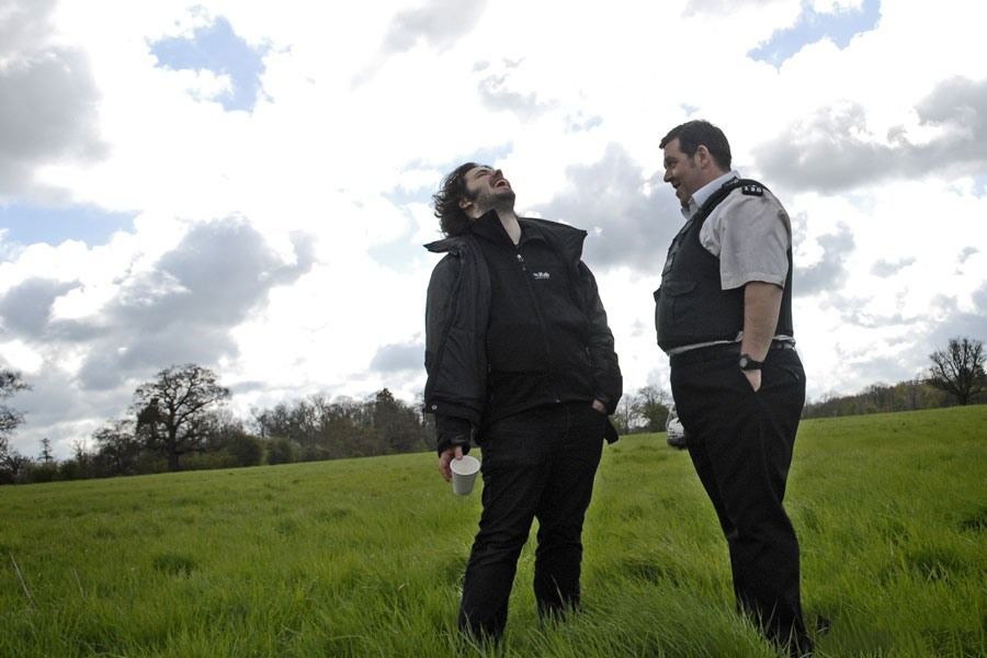 Behind the scenes of the film Sort of tough cops - Movies, Behind the scenes, Kind of cool leggings, Simon Pegg, Nick Frost, Edgar Wright, Longpost