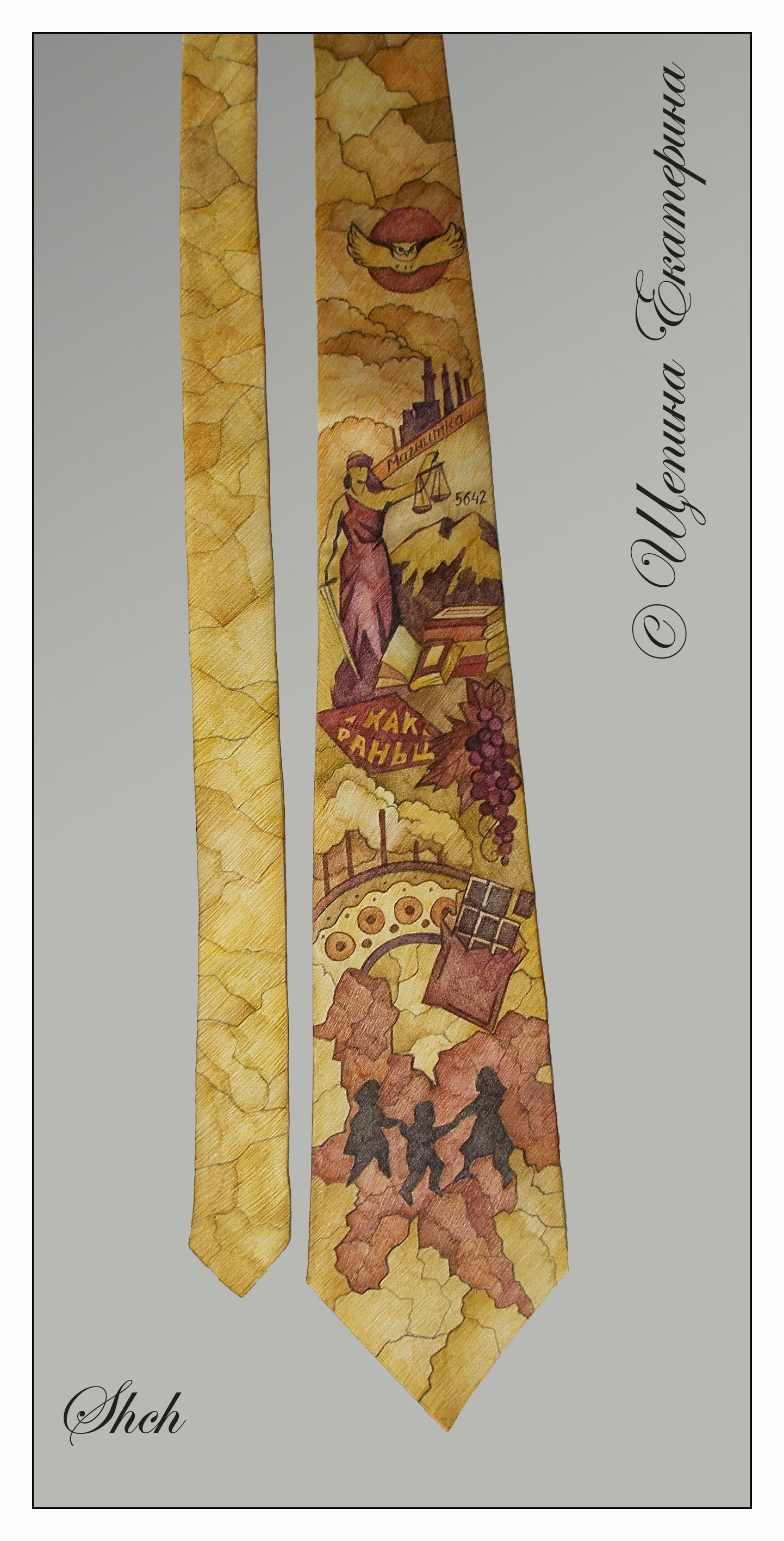 Silk ties with author's painting - My, Tie, Painting, Longpost