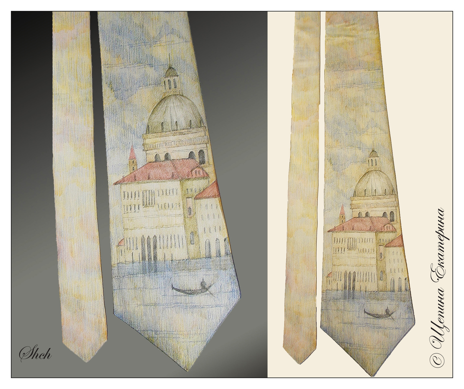 Silk ties with author's painting - My, Tie, Painting, Longpost