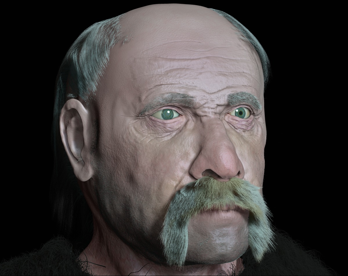 Из глубин времён - Моё, Усы, 3D, Мужчины, В мехах, Zbrush, Длиннопост