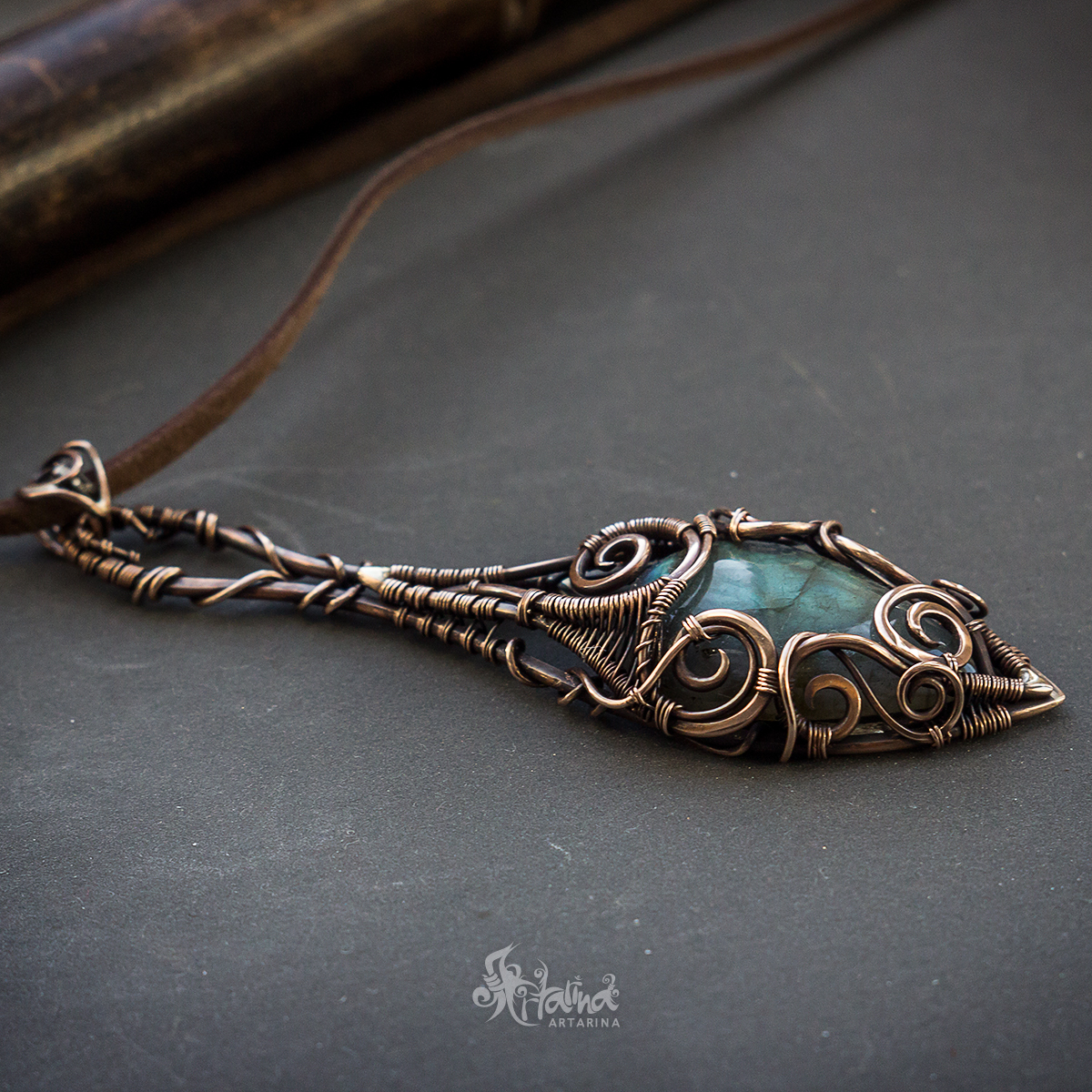 Bronze pendants in wire wrap technique - My, Wire wrap, Pendant, Handmade, Creation, Decoration, Longpost