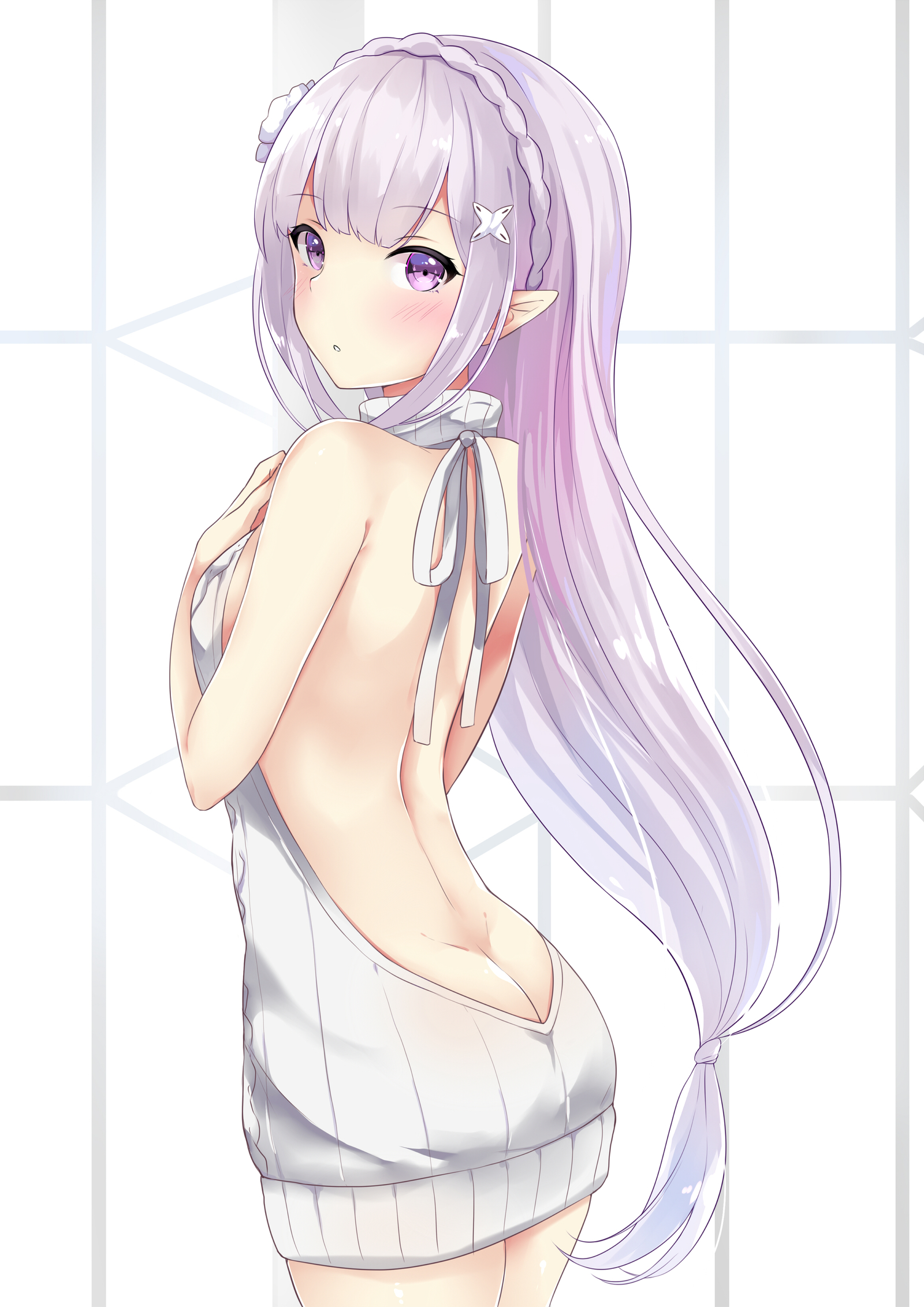 Emilia - Аниме, Anime Art, Re:Zero Kara, Emilia, Virgin killer sweater