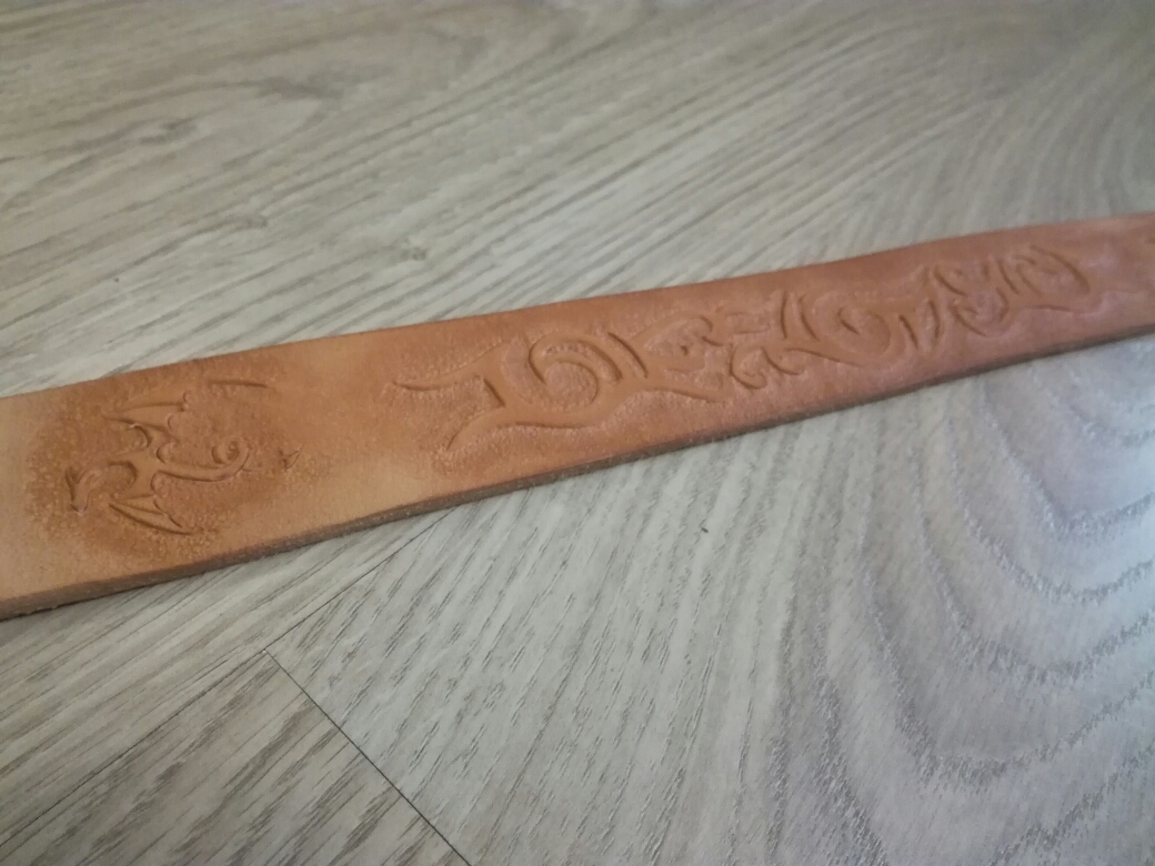 Embossed belt. - My, Embossing, Embossing on leather, Belt, Strap and leather, Handmade, Presents, Leather products, The Dragon, Longpost