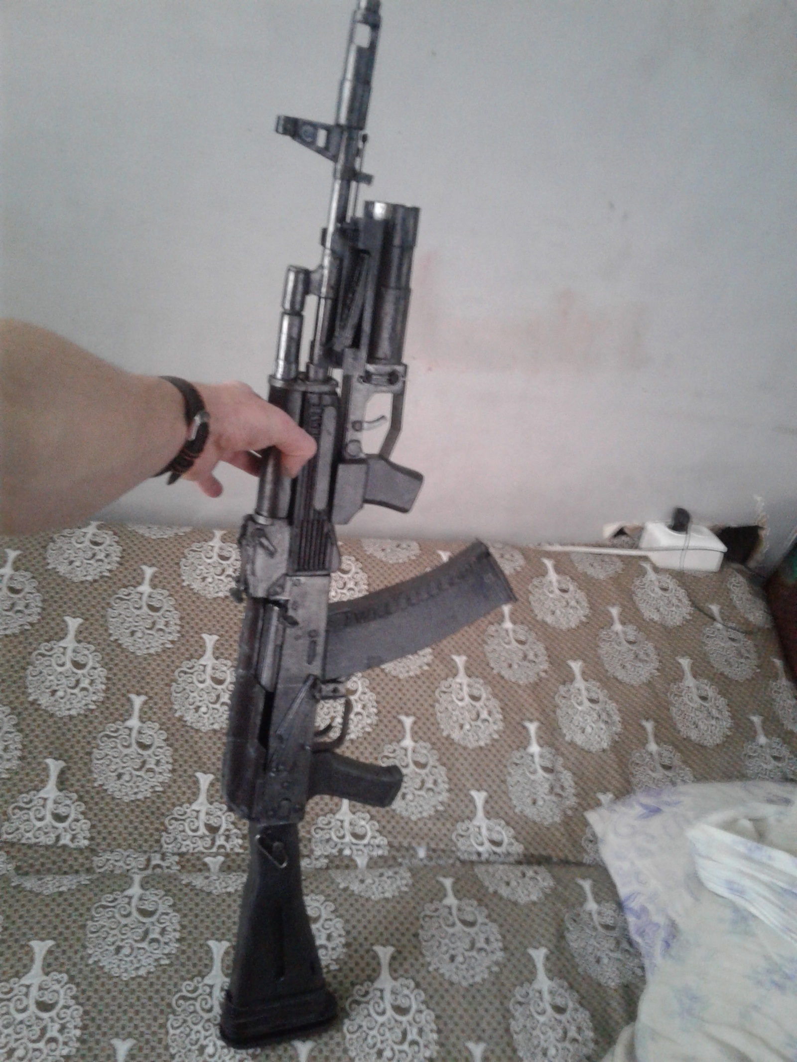 Model AK74M from cardboard and paper - My, Weapon, Cardboard, Paper, Longpost