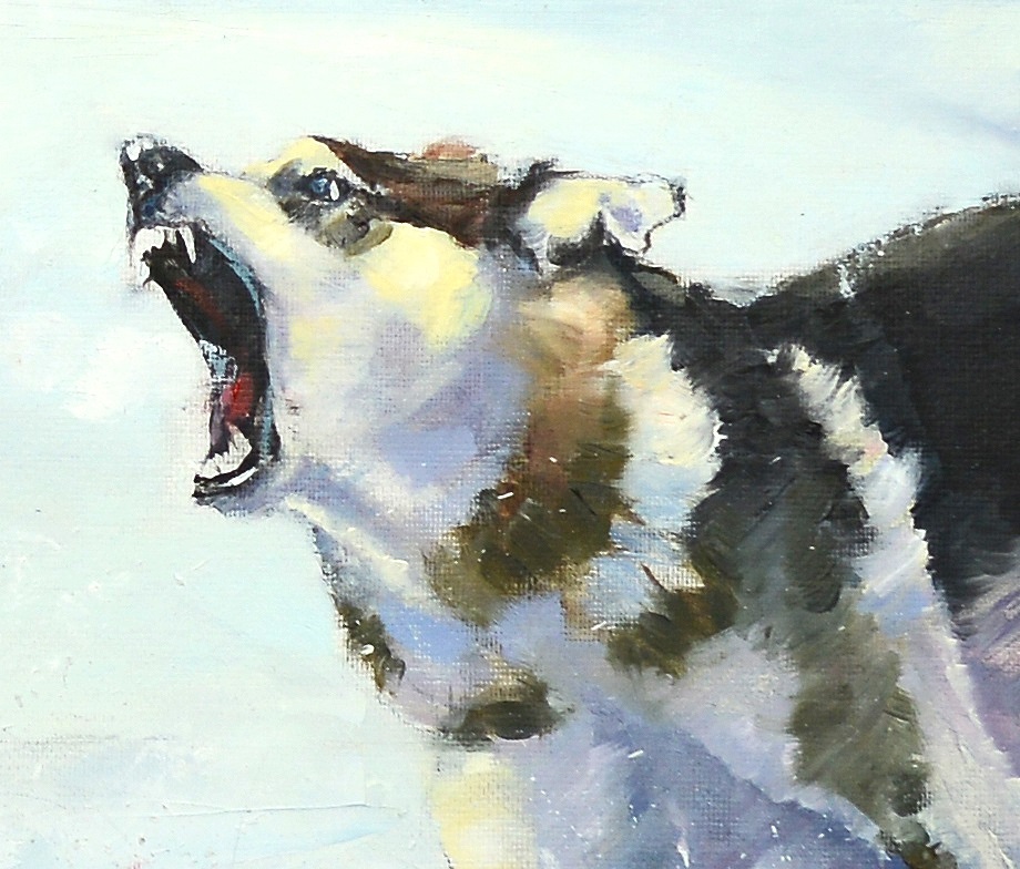 Painting on the theme of hunting and animalism :) - Oil painting, Hunting, Dog, Wolf, Winter, Painting, Longpost