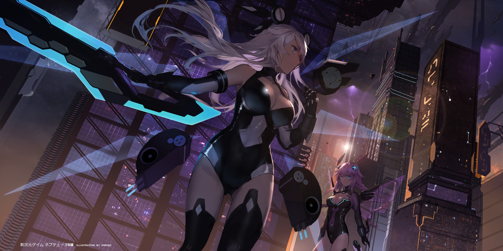 -U.R.A.N.U.S- - Hyperdimension Neptunia, Swd3e2, Anime Art, Аниме, Black Heart, Purple Heart, Обои на рабочий стол