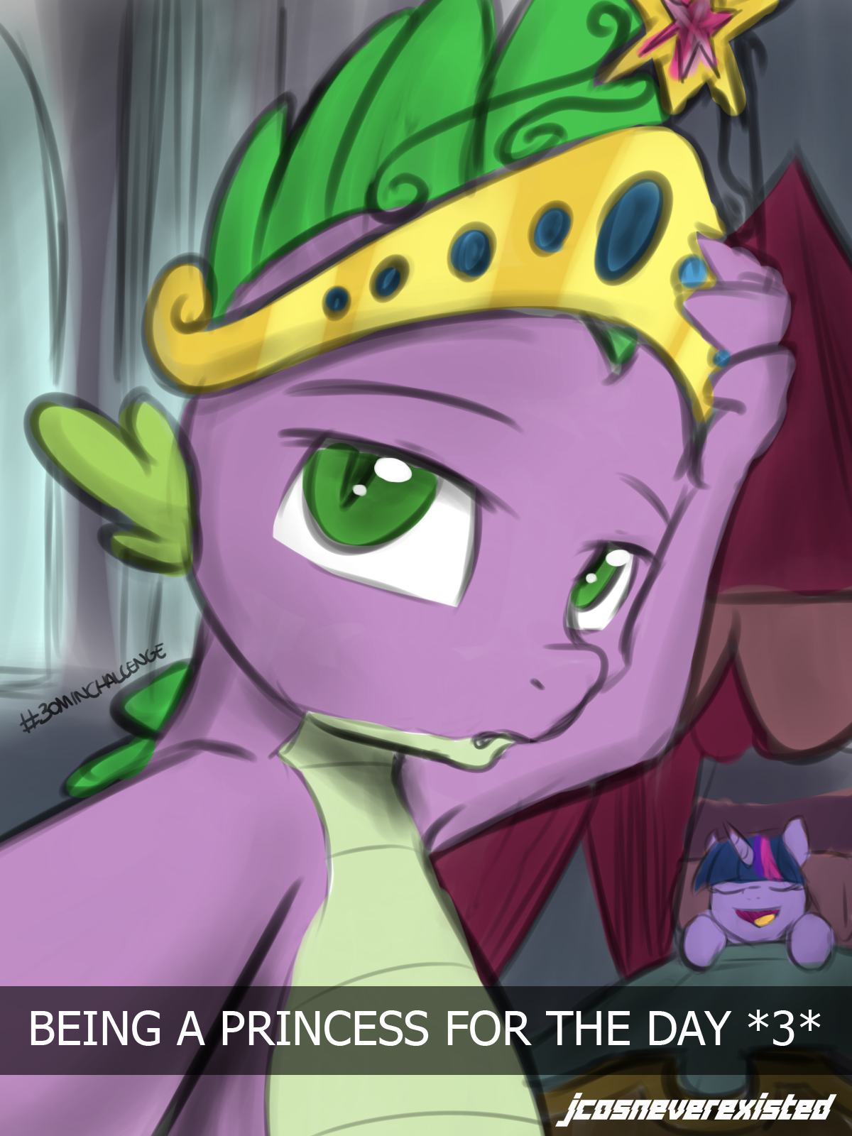 Here Spike makes himself with a crown. - My little pony, Spike, Twilight sparkle