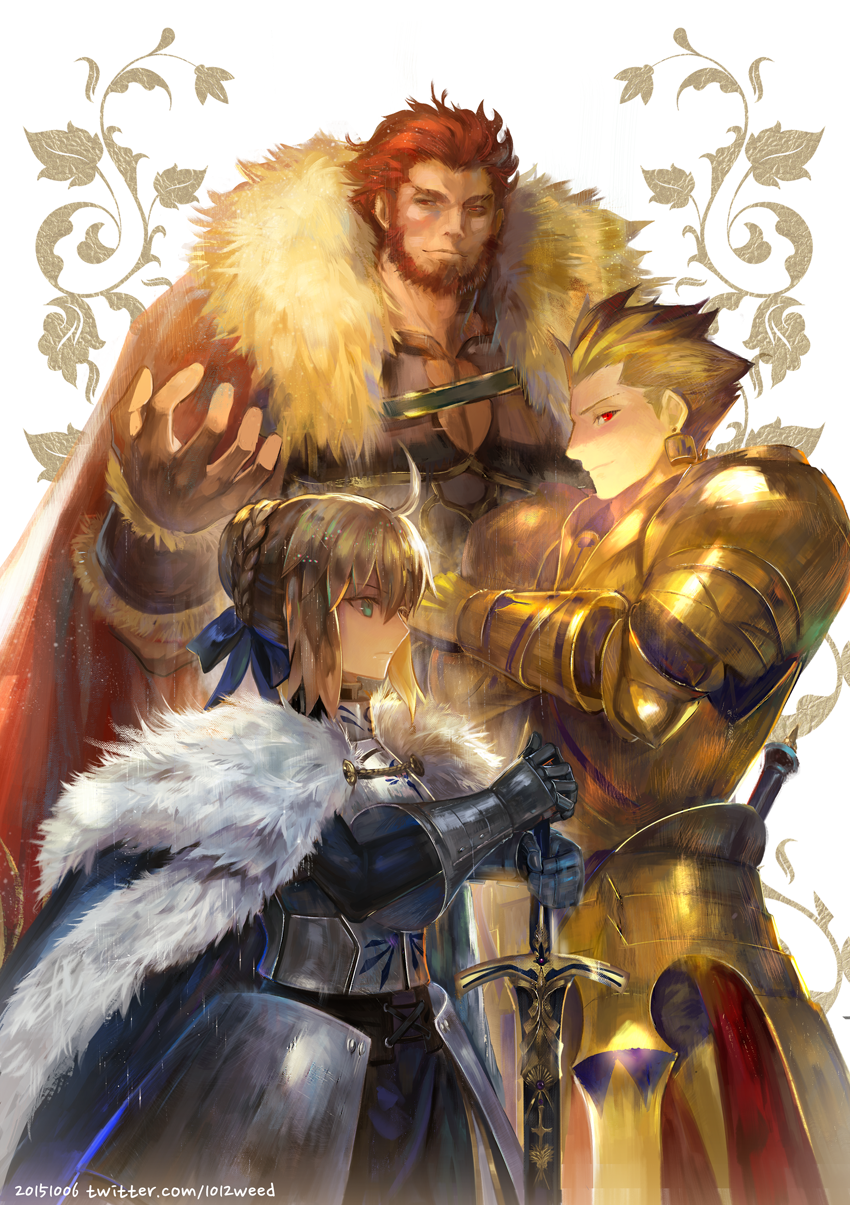 Three Kings - Art, Anime art, Type-Moon, Fate, Fate Zero, Gilgamesh, Artoria pendragon, Iskandar