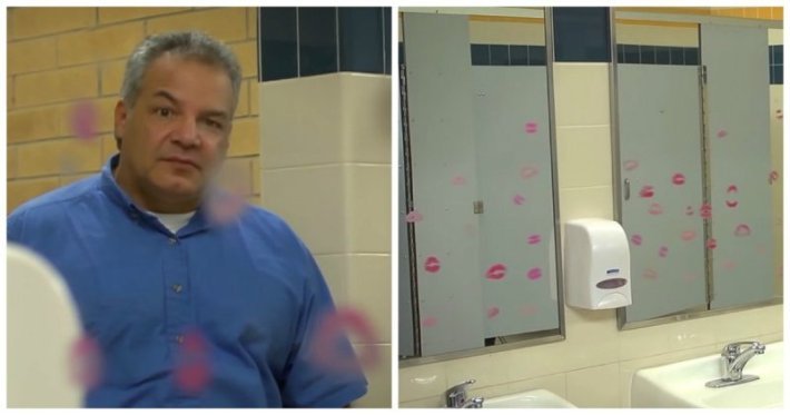 Tired of the eternal Kisses on the mirrors in the toilet, the cleaner decided to take extreme measures - Video, Girls, 