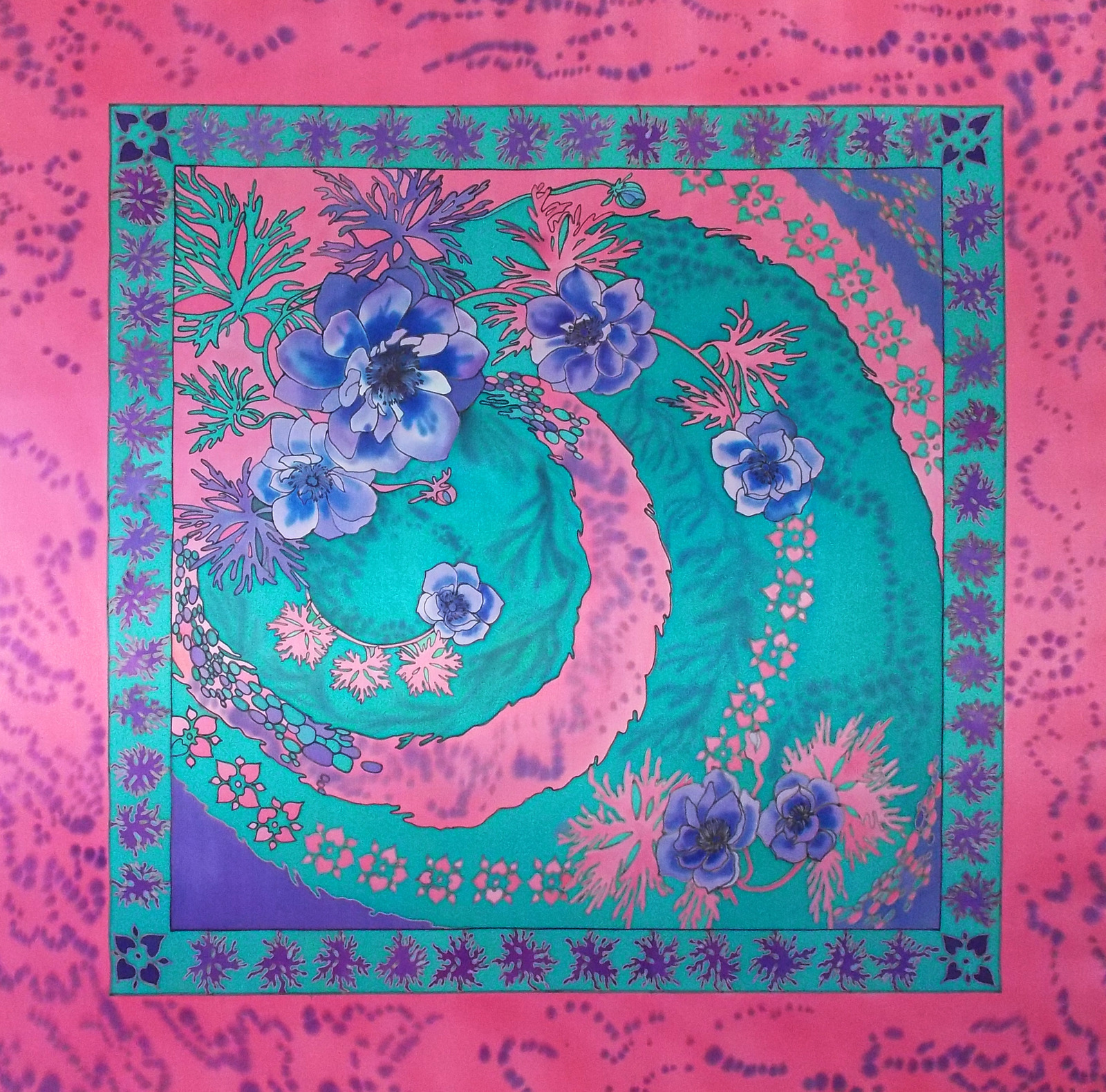 Silk scarves with cold batik painting - My, Cold batik, Batik, Shawl batik, Silk scarf, Painting on fabric, Longpost