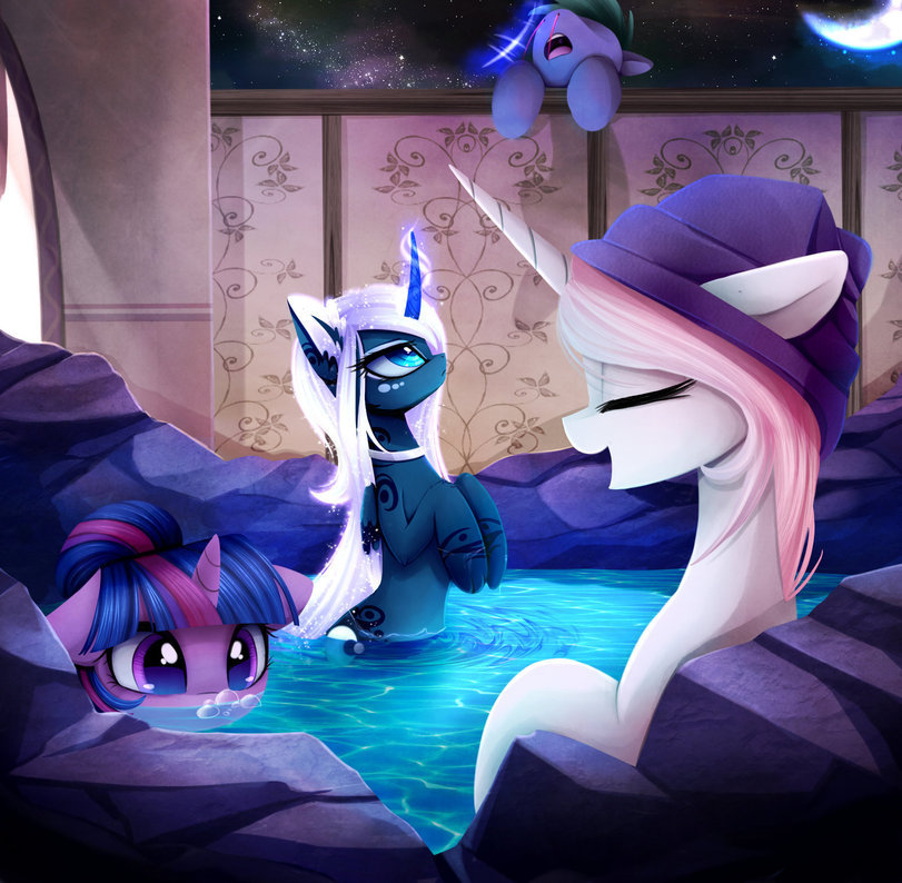 Bathing princesses - My little pony, Twilight sparkle, Princess luna, Princess celestia, Armor, PonyArt