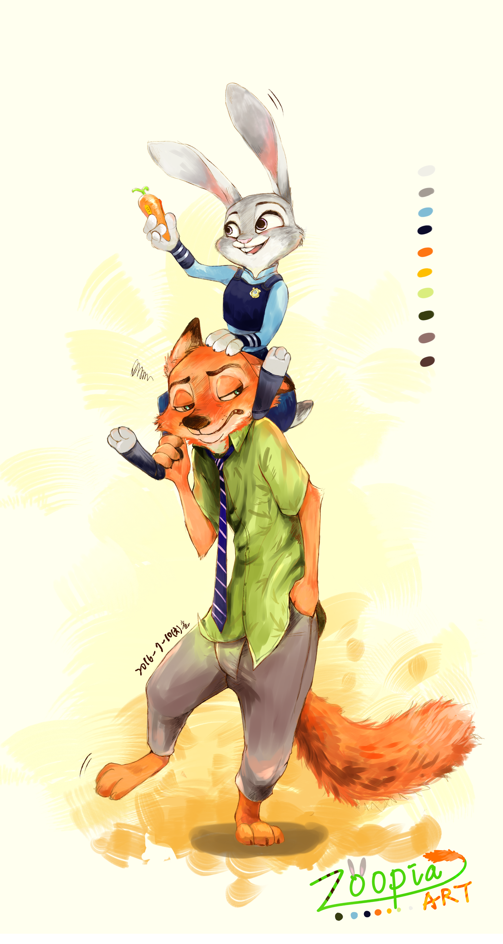 Oh that rabbit - Nick wilde, Judy hopps, Art, Zootopia, Sketch