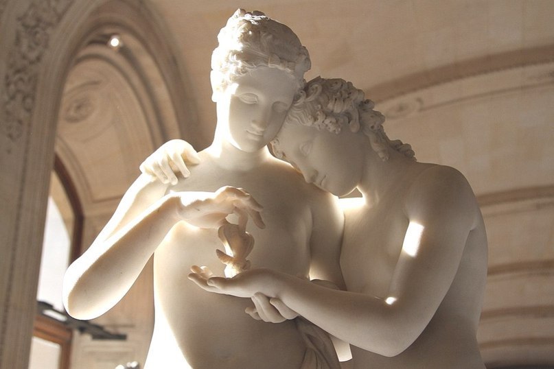 «L'Amour et Psyche», Antonio Canova, musee du Louvre, Paris, France, 1797. - Marble, Sculpture, Longpost