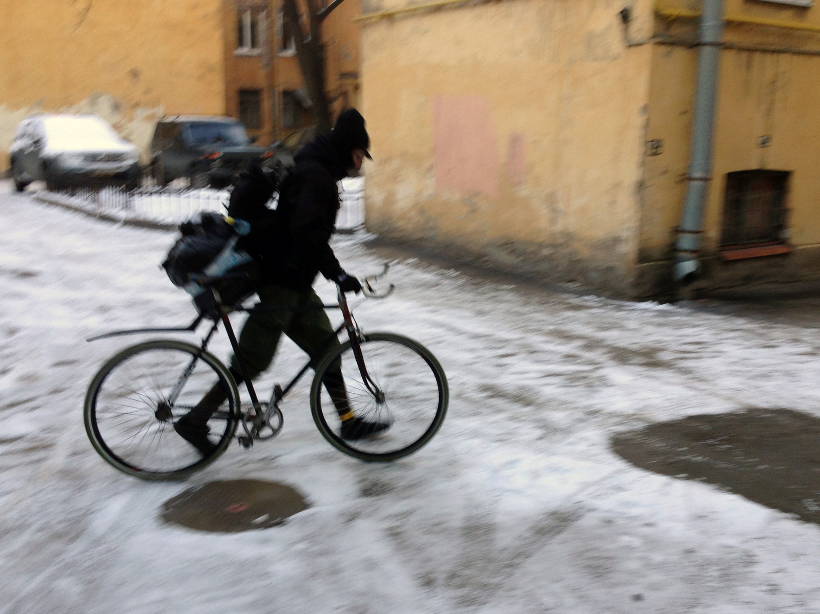 Unexpected acquaintance - My, Workshop, Astonishment, Courier, freezing, Poles, Saint Petersburg, A bike, Longpost