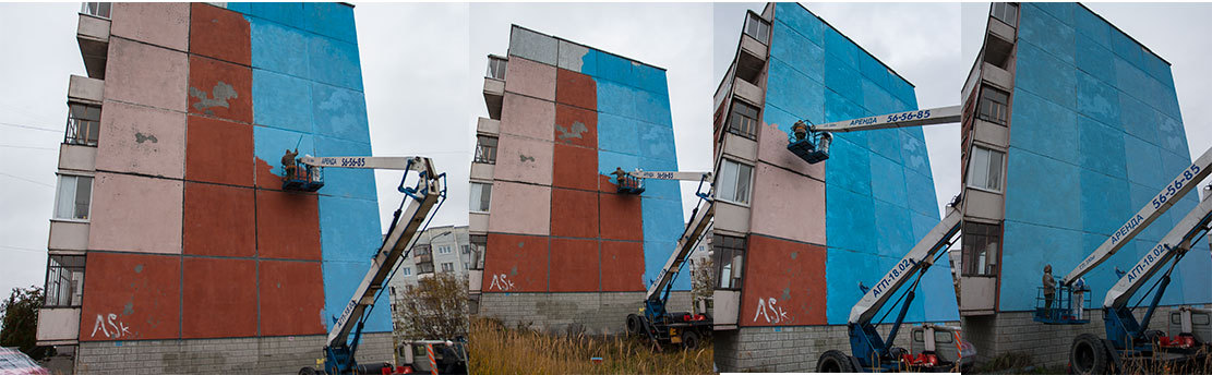 How we painted the facade in Severodvinsk. - My, Graffiti, Painting, Mural, Art, Facade, Severodvinsk, Video, Longpost