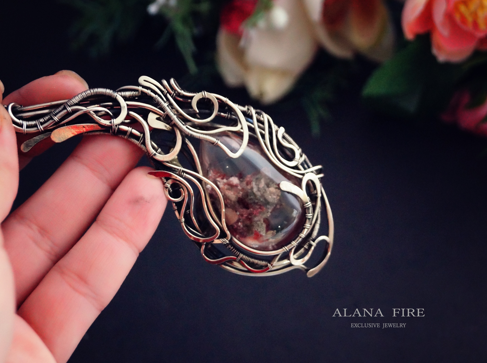 Neck loop :) - My, , , Wire wrap, , Handmade, Longpost, Decoration