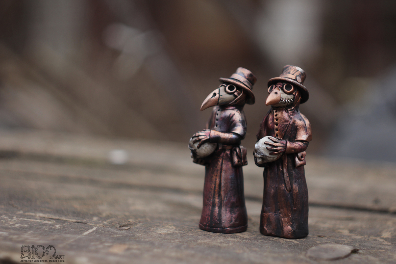 Another couple of plague doctors. Figurines made of polymer clay. - My, Plague Doctor, Polymer clay, Scull, Figurine, Figurines