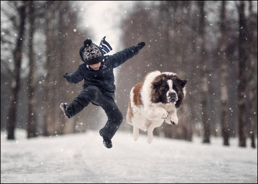 “Little children and their big dogs” — photo project by Andrey Seliverstov - Dog, Children, The photo, Longpost