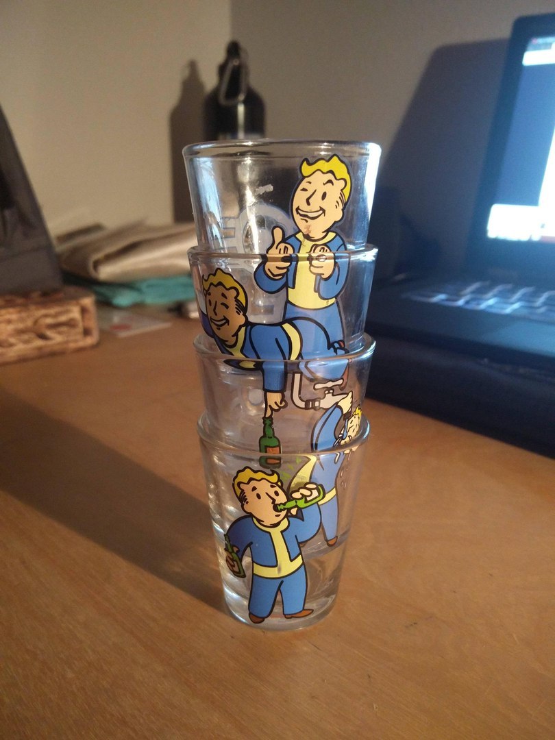 Рюмки по мотивам Fallout - Fallout, Vault Boy, Рюмка, Оргия