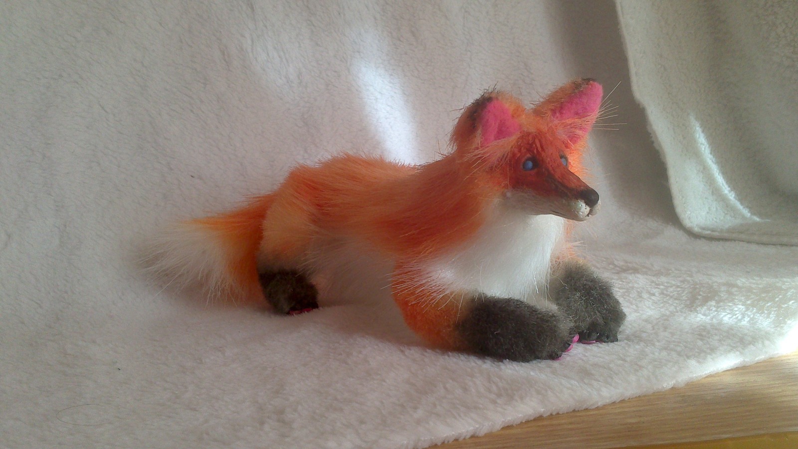 frame fox - My, Polymer clay, Author's toy, Longpost, Fur, Fox, Handmade