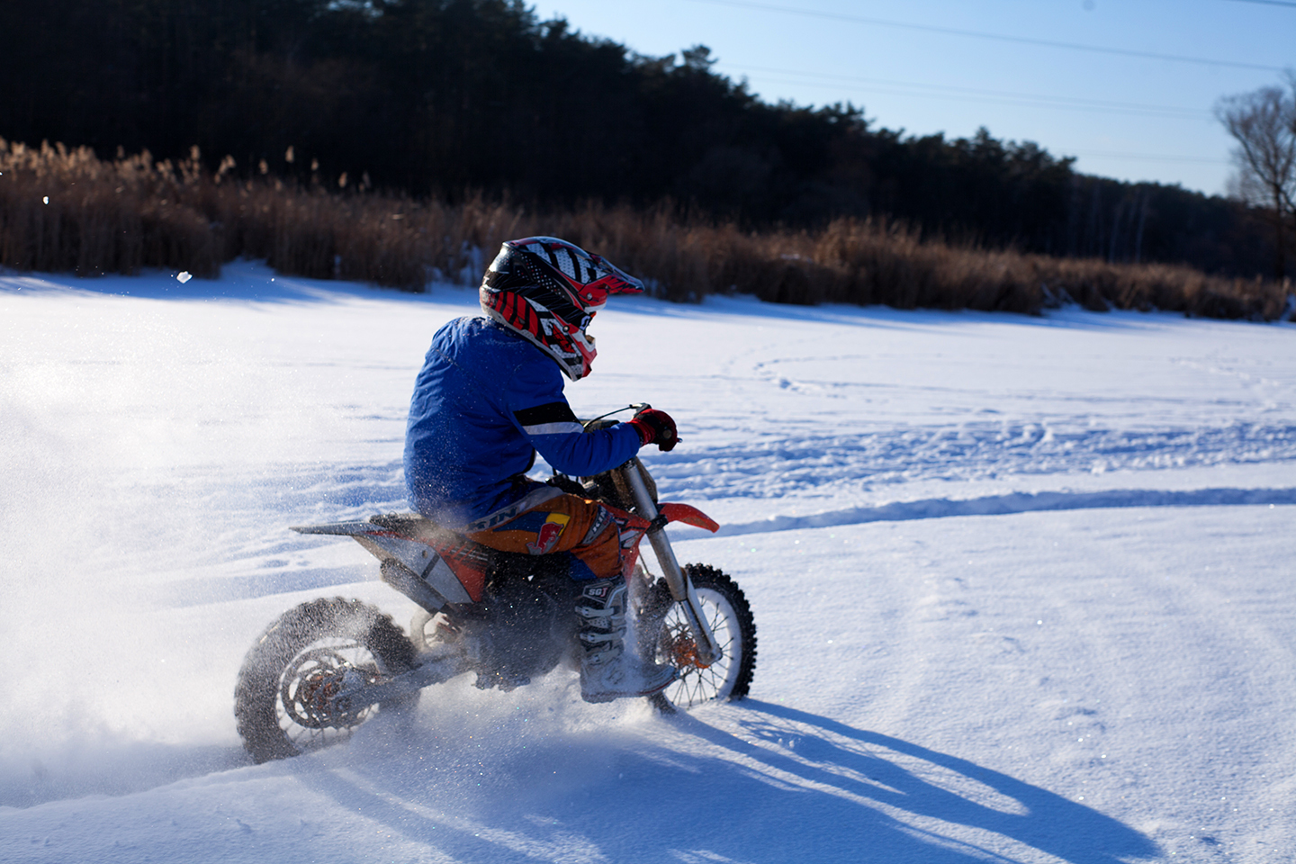 I envy him! - My, Moto, Motocross, On ice, Lake, Snow, Winter, The photo, Longpost