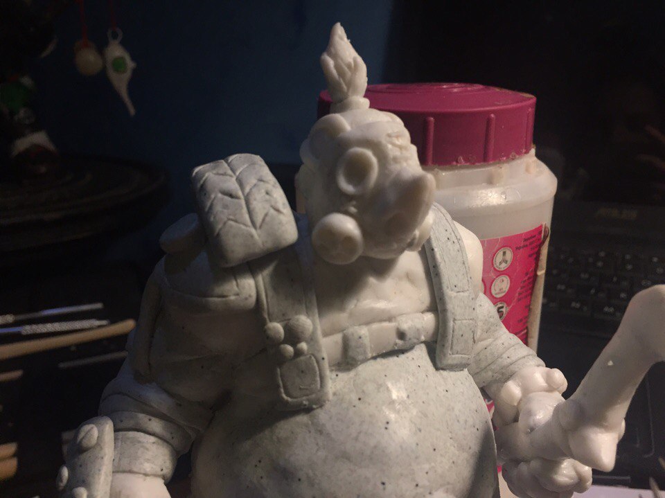 Roadhog with: - My, Blizzard, Overwatch, Roadhog, My, Лепка, Polymer clay, Longpost