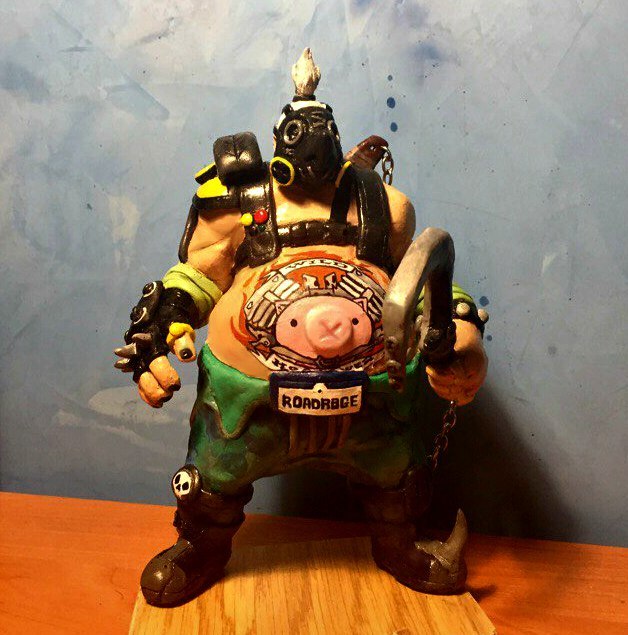 Roadhog with: - My, Blizzard, Overwatch, Roadhog, My, Лепка, Polymer clay, Longpost