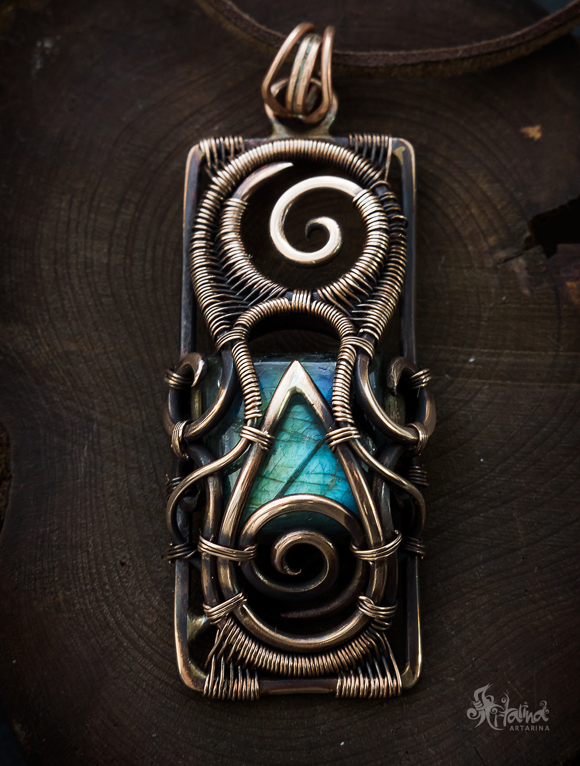 Bronze pendant in wire wrap technique - My, Wire wrap, Handmade, Fantasy, Creation, Decoration, Longpost