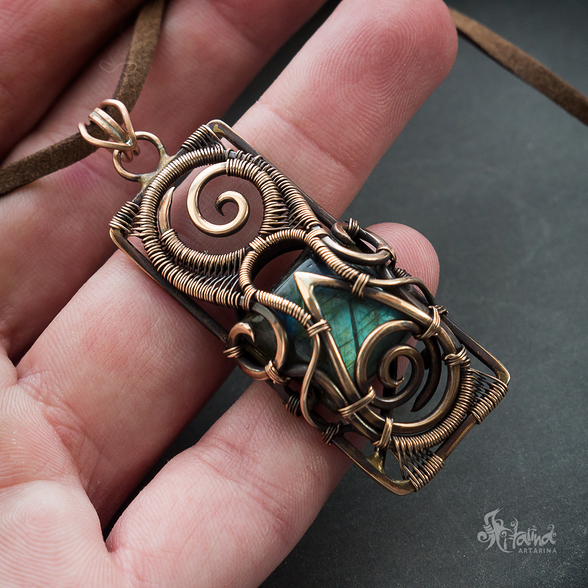 Bronze pendant in wire wrap technique - My, Wire wrap, Handmade, Fantasy, Creation, Decoration, Longpost